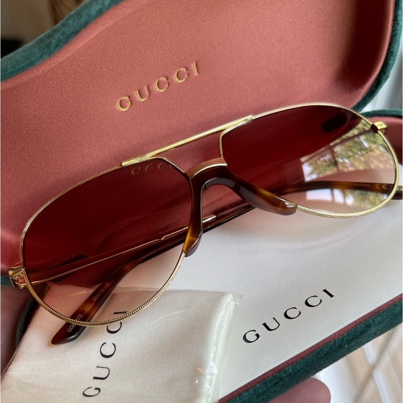 NWT Gucci GG0432S Aviator Sunglasses, Unisex - Picture 9 of 9